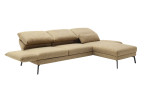 Komfort - Ecksofa Spin, in der Farbausführung gelb, Schrägansicht mit der Rückenneigung im mittleren und rechten Element