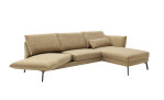 Komfort - Ecksofa Spin, in der Farbausführung gelb, Schrägansicht mit der Drehsitzfunktion