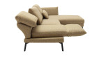 Komfort - Ecksofa Spin, in der Farbausführung gelb, Seitenansicht mit der Rückenneigung