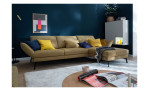 Komfort - Ecksofa Spin, in der Farbausführung gelb, in einem Raum stehend, Schrägansicht