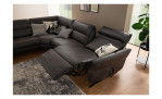 Komfort-Ecksofa Salerno in der Farbe Anthrazit mit der TV-Funktion zusehen. 