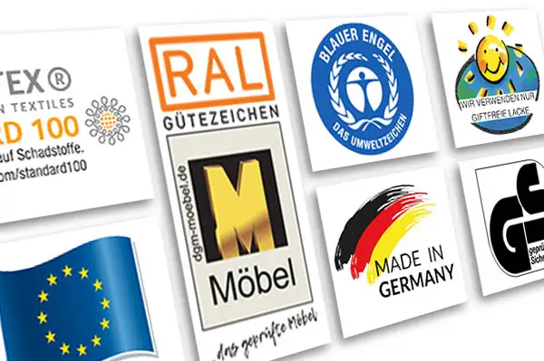 Collage von Gütesiegeln