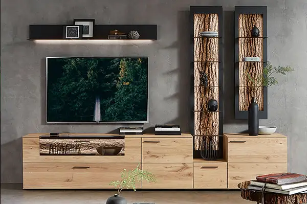 Wohnwand in schöner Holzoptik