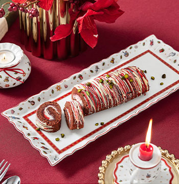 weiß weihnachtliche Porzellan Königskuchenplatte Toy's Delight  