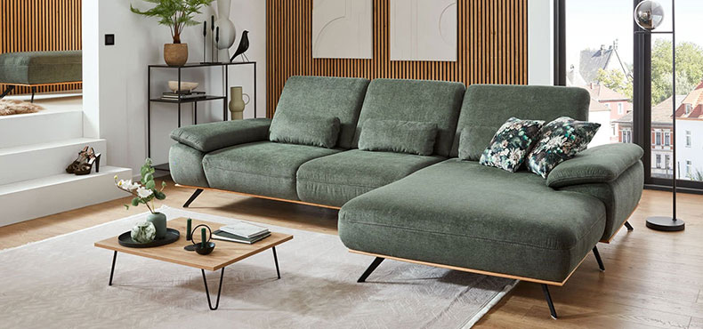Komfort-Ecksofa Este in der Farbe Moos Komfort-Ecksofa Este in der Farbe Moos
