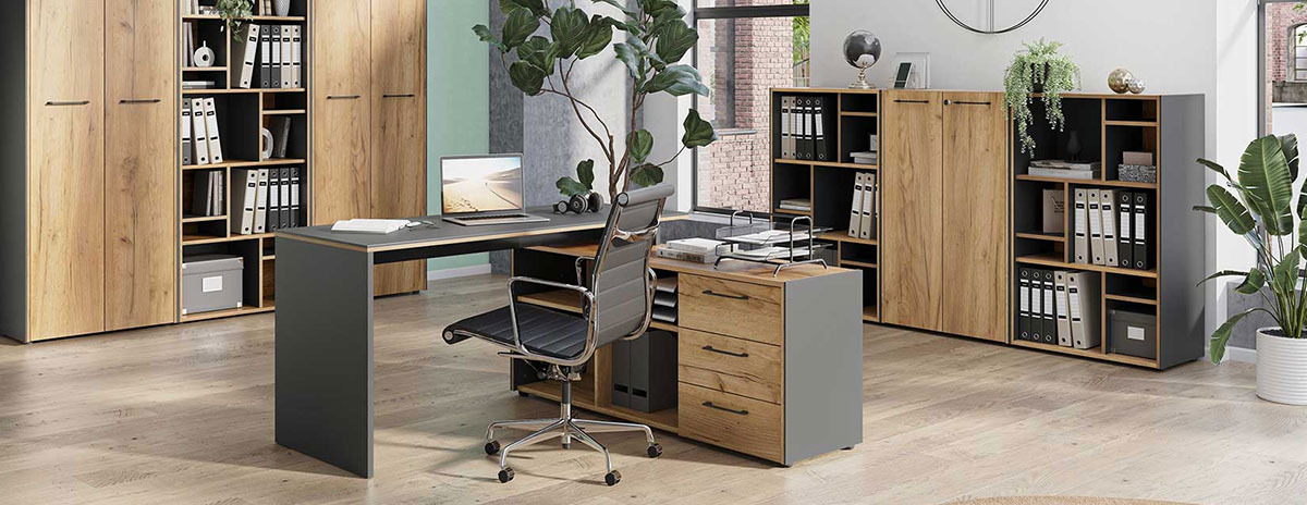 Büroserie vito Podium Büroserie vito Podium in Holz und Graphit